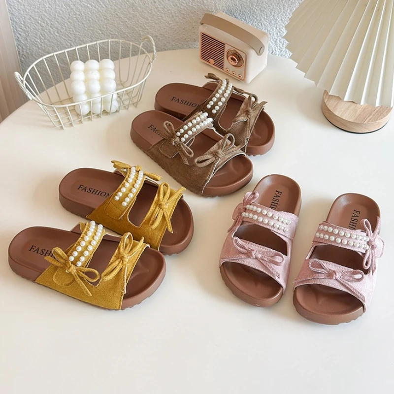 2026 Hot Selling Girls slippers Children's Non-slip Student Fashion Bow New Summer Shoes Soft Sole Beach slippers Kids