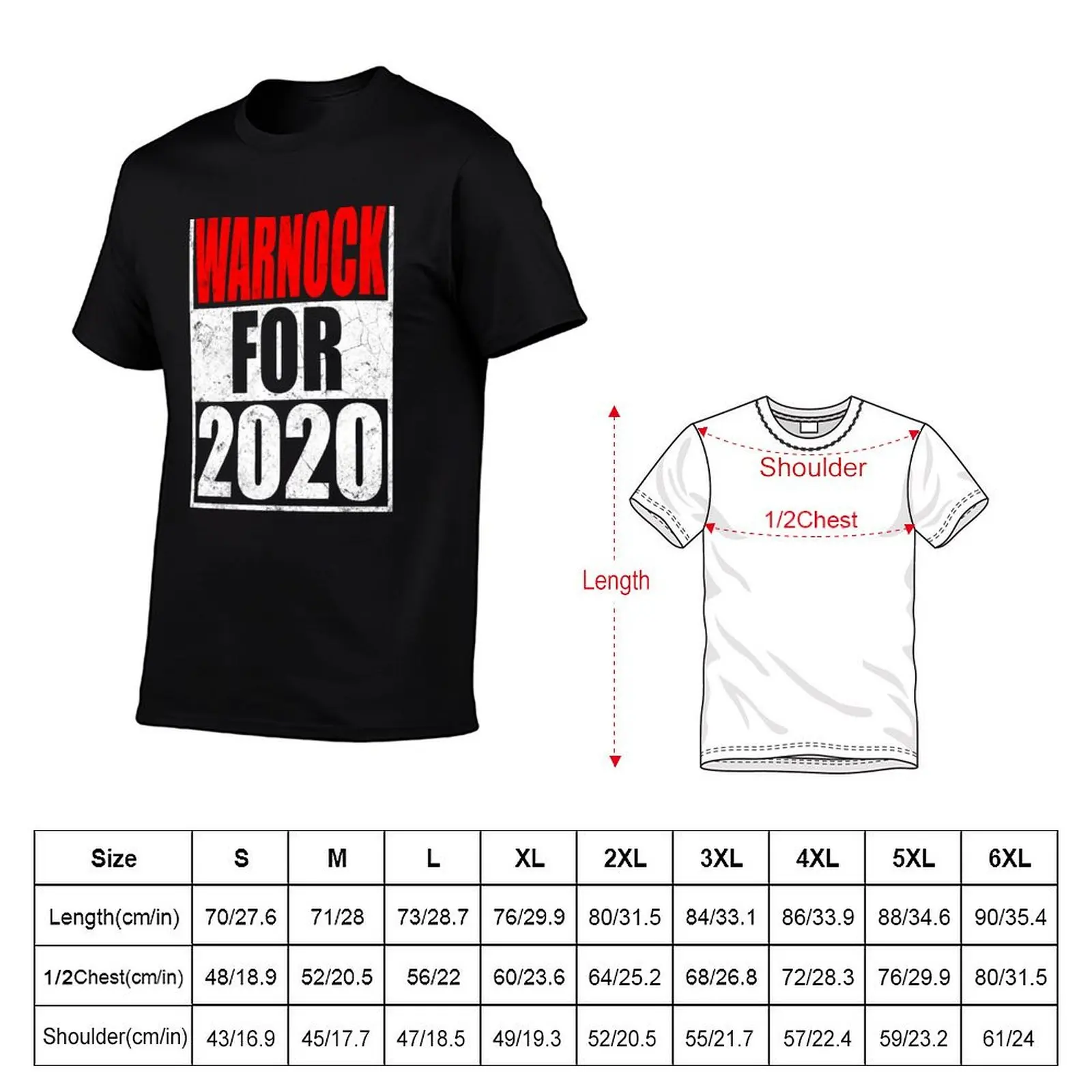 WARNOCK FOR 2020 T-Shirt graphic tee shirt summer tops oversized t shirt T-shirt men