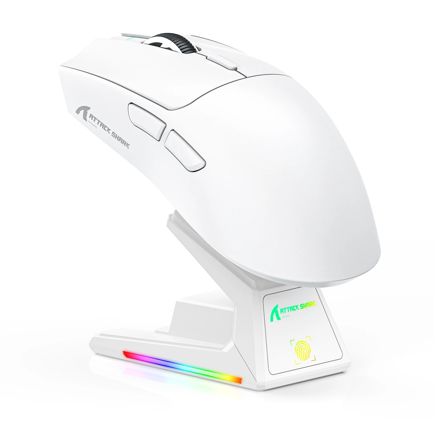 アタックシャーク X1 トリモード ゲーミングマウス | PAW3395PRO センサー 40000DPI | RGB マグネット式ドック | 100万クリック | 2.4G ワイヤレス/Bluetooth/有線