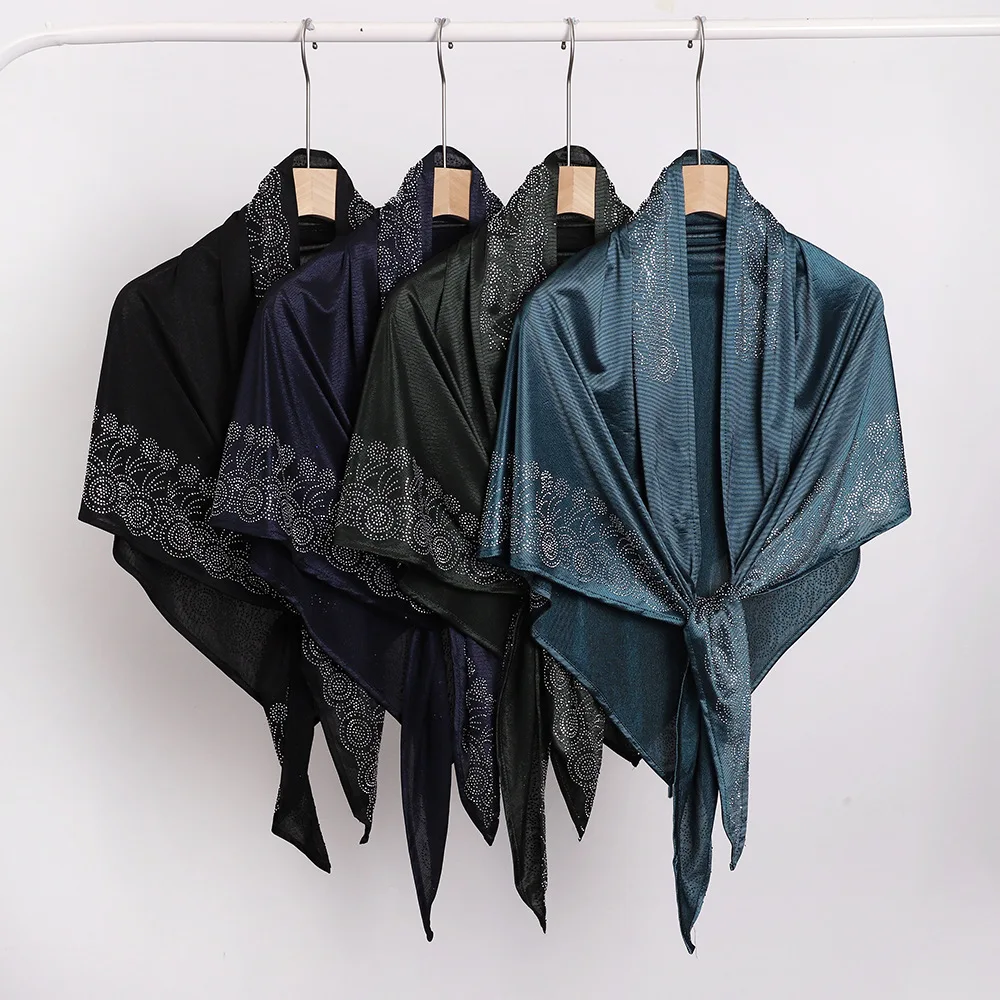Knitted Elastic Diamond Triangular Long Scarf Ethnic Gauze Scarves Middle East African Headscarf Women Muslim Hijab Shawl Wrap
