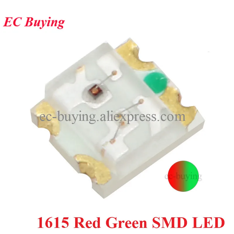100 szt./20 szt. 1615 SMD LED Diody LED Czerwone Zielone Dwukolorowe 2 Kolory RGB Wysokiej Jakości Dioda Emitująca Światło Zestaw DIY Komponent Elektroniczny