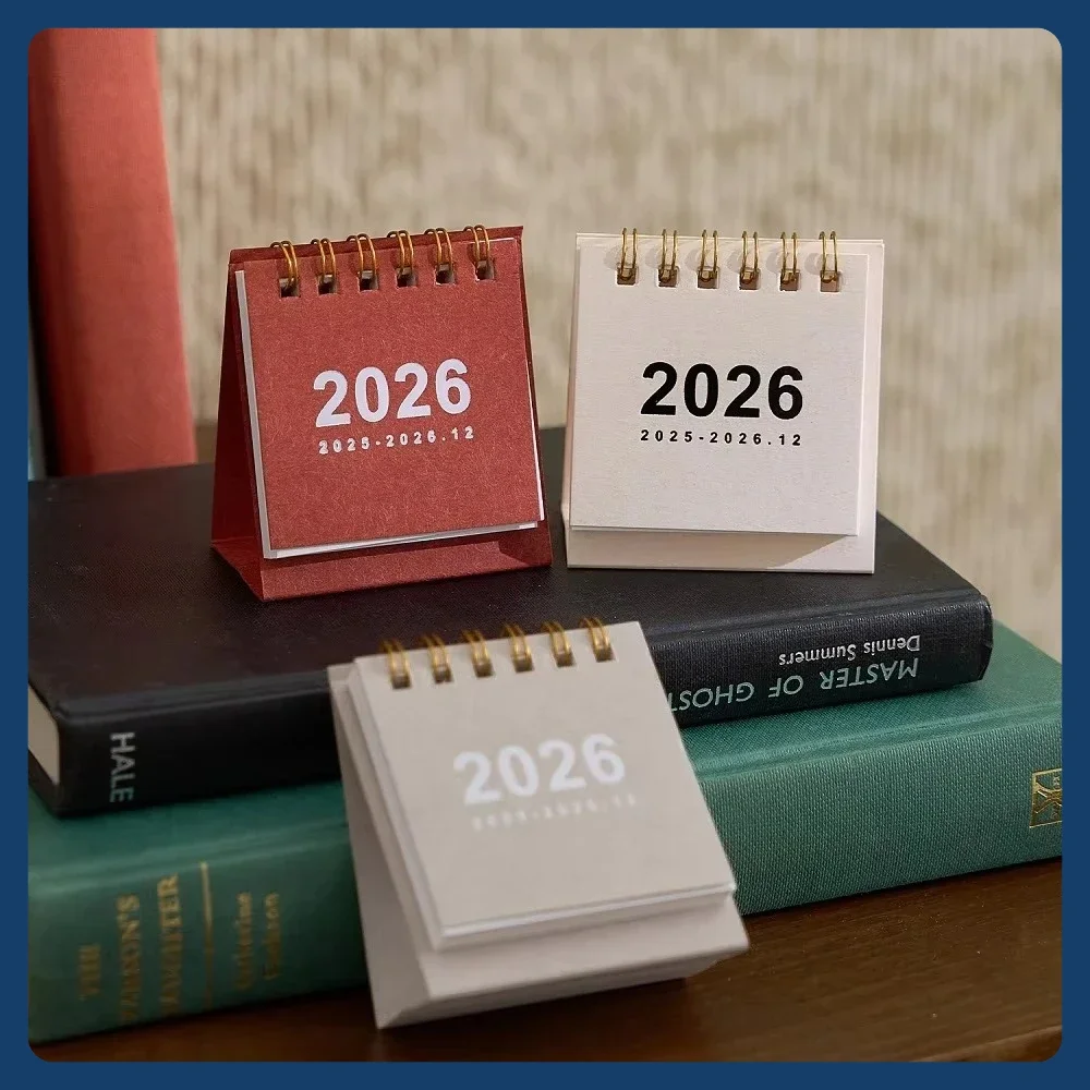 

2026 Mini Simple Calendar Small Desk Calendar Creative Coil Calendar Planner Desktop Decoration Office Stationery
