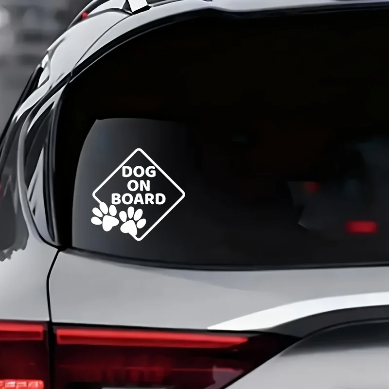 Cute Dog Paw Print On Board Vinyl Car Sticker, Square Window Decal for Pet Lover, Vehicle Home Decor, Auto Styling Gift