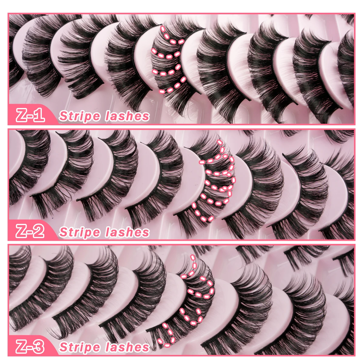 ขน Eyelashes3D ปลอมทำจากขนมิงค์เทียมขนต่อขนตานุ่มเป็นธรรมชาติ3/10คู่