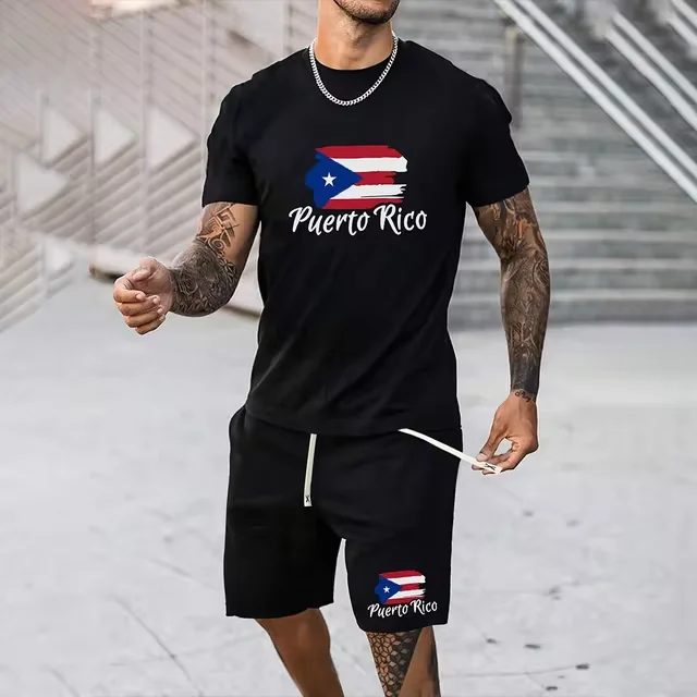 Nova york impresso camiseta masculina shorts terno bandeira nacional verão conjunto de treino manga curta 2 peças conjunto t camisa para roupas