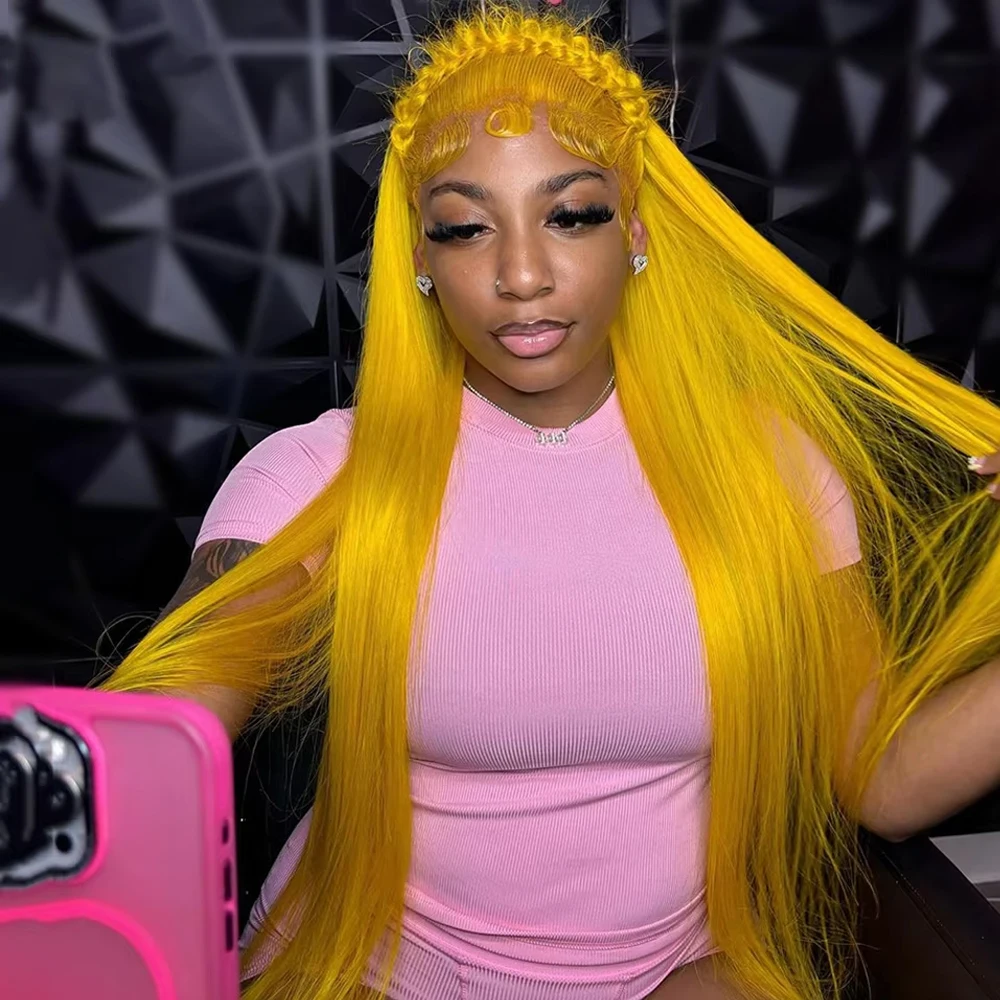 Yellow 13x4 13x6 Lace Frontal Wig Brazilian Remy Straight 613 Lace Front Human Hair Wigs Pre Plcuked Honey Blonde Lace Front Wig