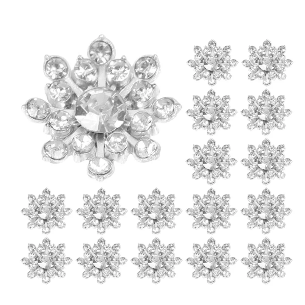 

50Pcs Snowflake Rhinestone Buttons 15Mm Sparkly Decorative Sewing Embellishments Christmas Craft Supplies DIY Jewelry Making