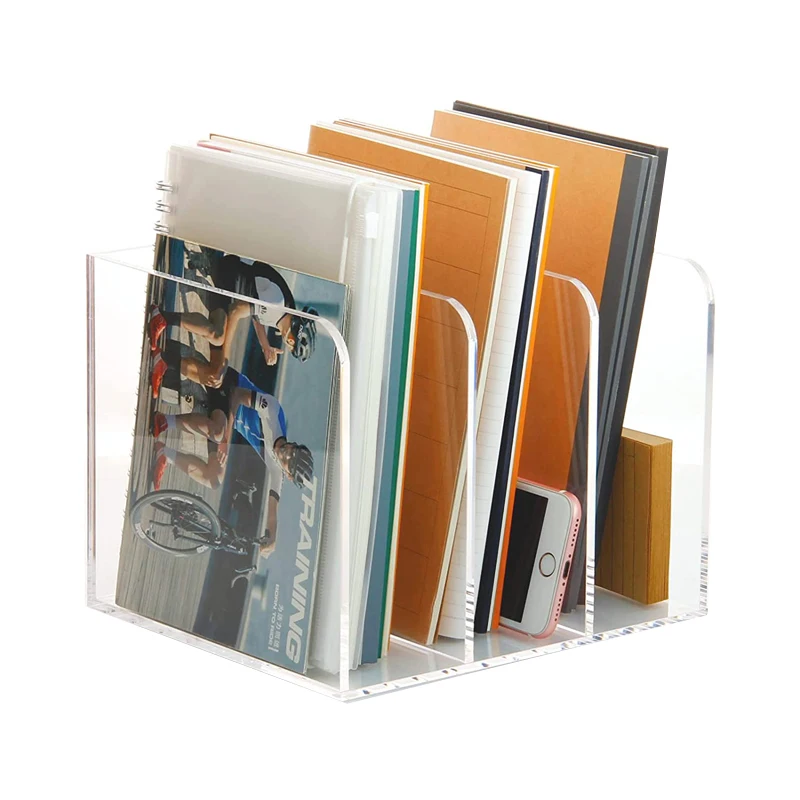 3 Verticale Compartiment Clear Acryl Tijdschrift Bestand Houder Bureau Organizer Voor Kantoor Organisatie Opslag