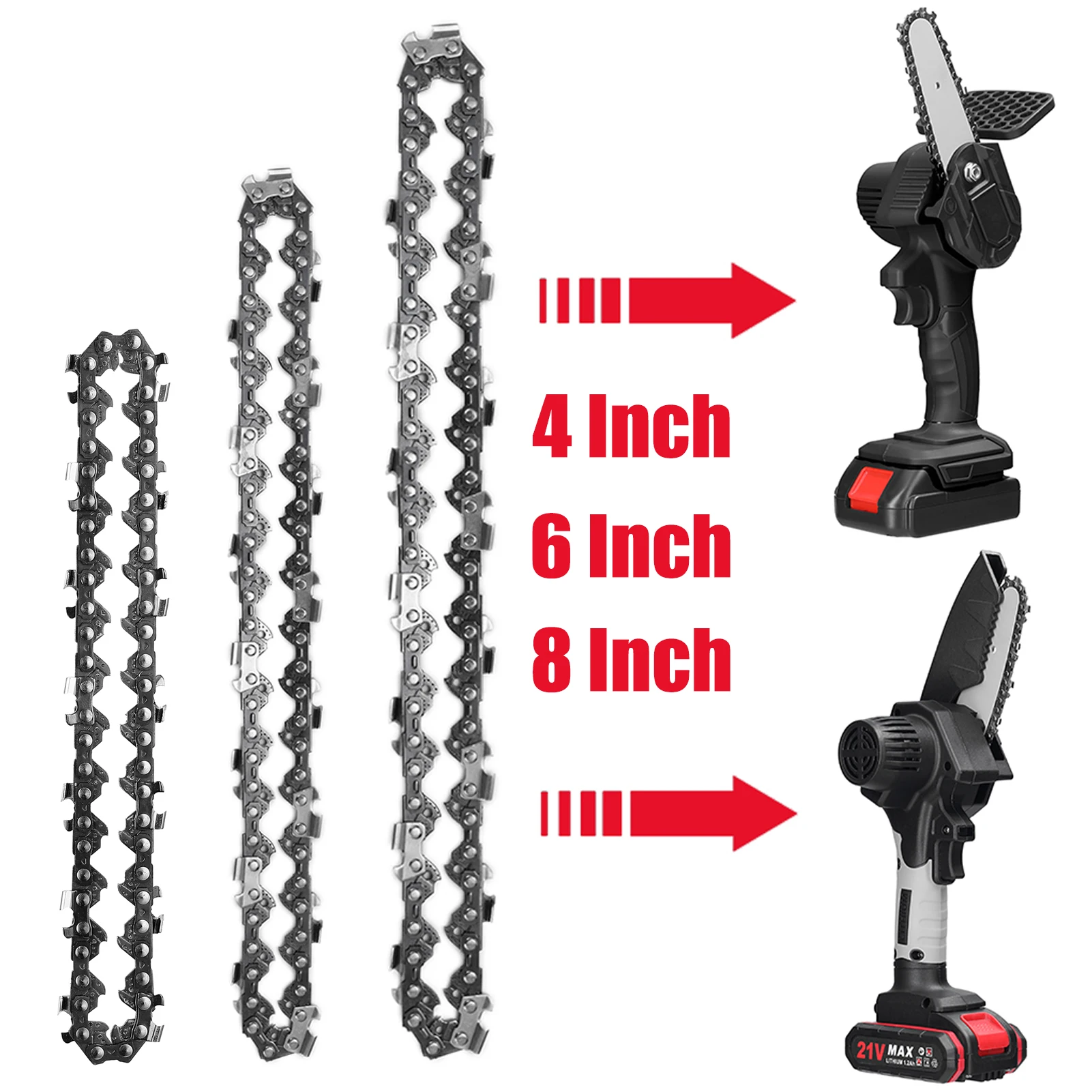 4/6/8 Inch Mini Steel Chainsaw Chain Metal Saw Chain 28/36/45 Drive Electric Saw Accessory Replacement Chainsaw Saw Chain