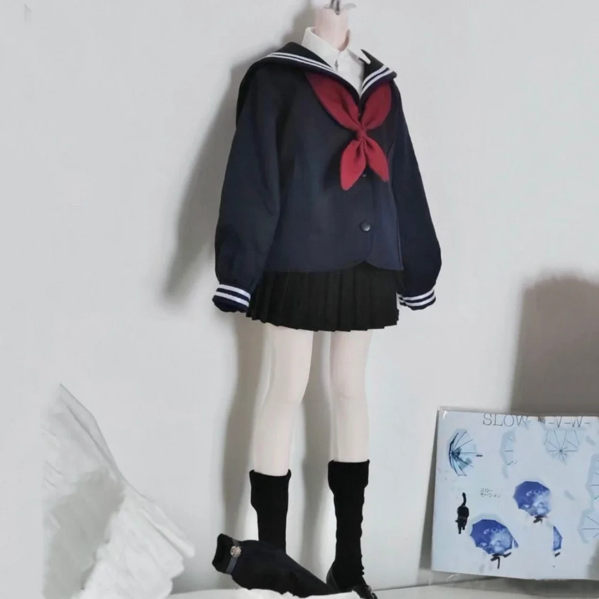 1/4 Doll's Clothes Suit for 45cm Bjd Doll Sailor Collar Set Girl Toys Dress Up Play House Gift Fashion Doll Accessories, No Doll