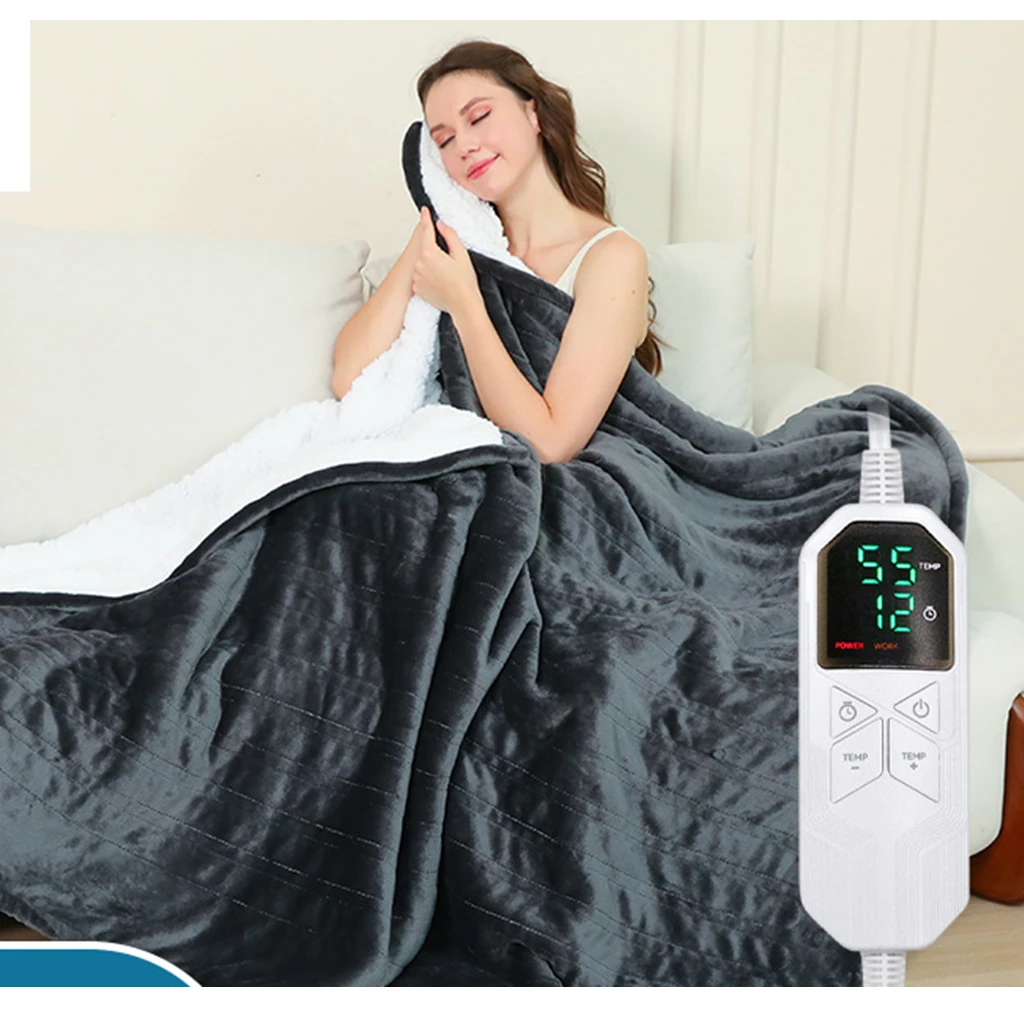 Smart Electric Heated Blanket Flannel Warm Throw Blanket Washable Auto‑off Overheat Protection for Winter Household Bedroom