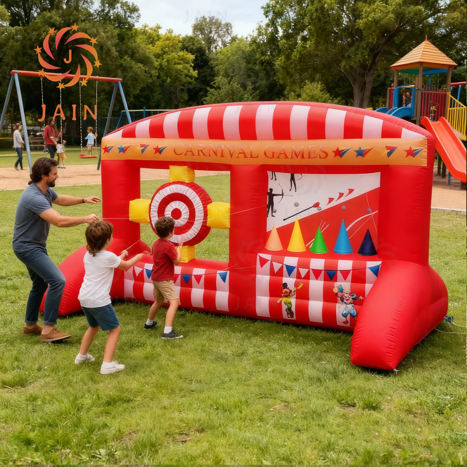 

Надувной игровой комплекс для стрельбы из лука: портативная надувная мишень для стрельбы дротиками и плавающими шариками для вечеринок, активного отдыха на заднем дворе и карнавалов