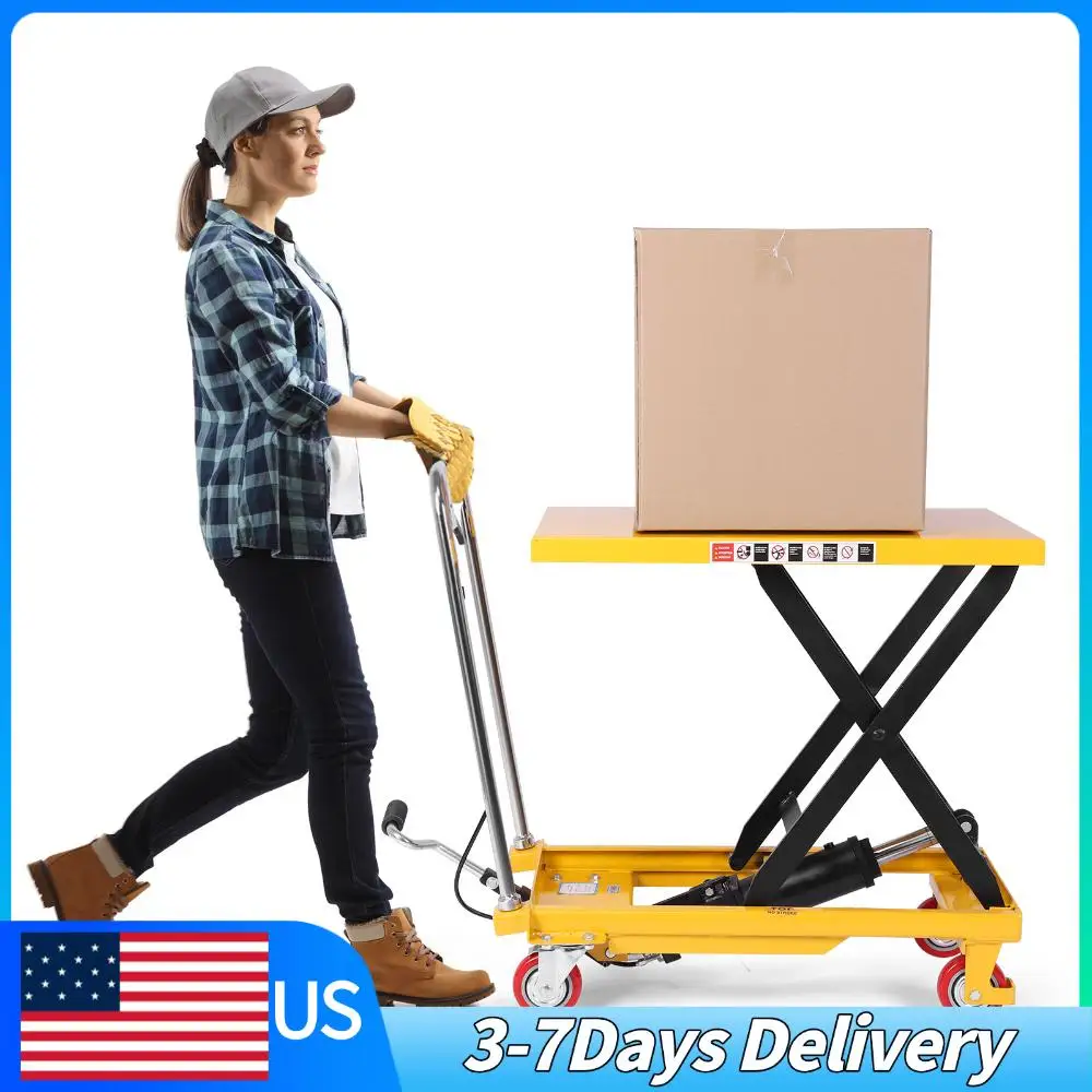 

Hydraulic Scissor Cart 330lbs Capacity 28.35inch Lifting Height Single Scissor Platform Lift Cart with Non-Slip Pad & 4 Wheels