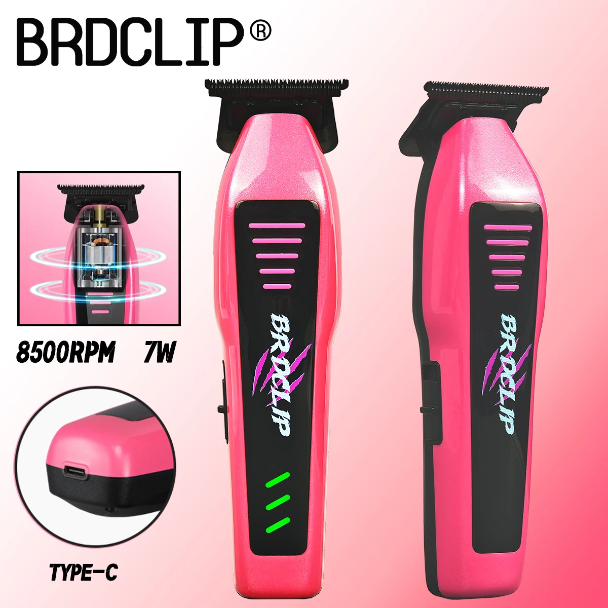 

Профессиональный мужской триммер для волос BRDCLIP BRD-6510, высокий мотор, 8500 об/мин, парикмахерская DLC, электрическая машинка для стрижки волос с глубоким V-образным лезвием, салон парикмахерская