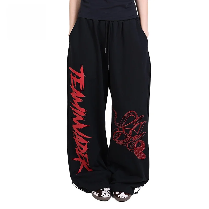 

Ti Dance T New Year Snake Red Fla Diamond Street Dance Slim High Print Casual Sports Sweatpants iny Sequin mid High Waist