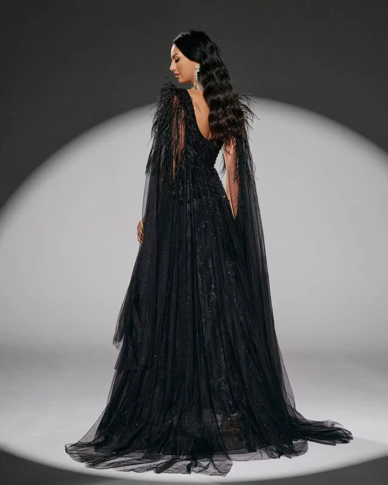 女の子のための長袖のパーソナライズされたイブニングドレス,豪華なホストドレス,シースドレス,シャリマー,張,黒,販売