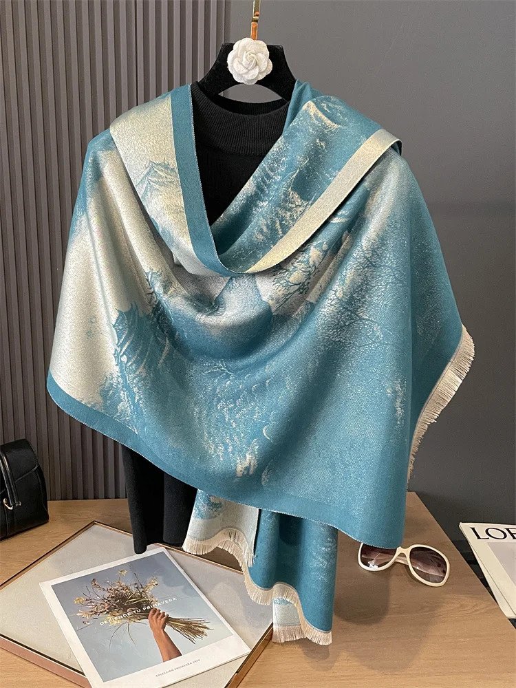 

autumn and winter shawl dual-purpose exterior women's 2024 new air-conditioned room imitation cashmere wool blanket scarf