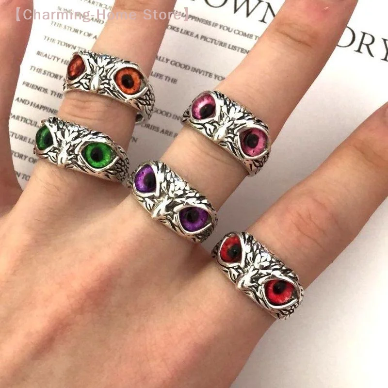【M】Fancy Vintage Owl Carved Ring Rare Animals Youth Gothic Adjustable Fashion For Men Women Jewelry Accessories Gift