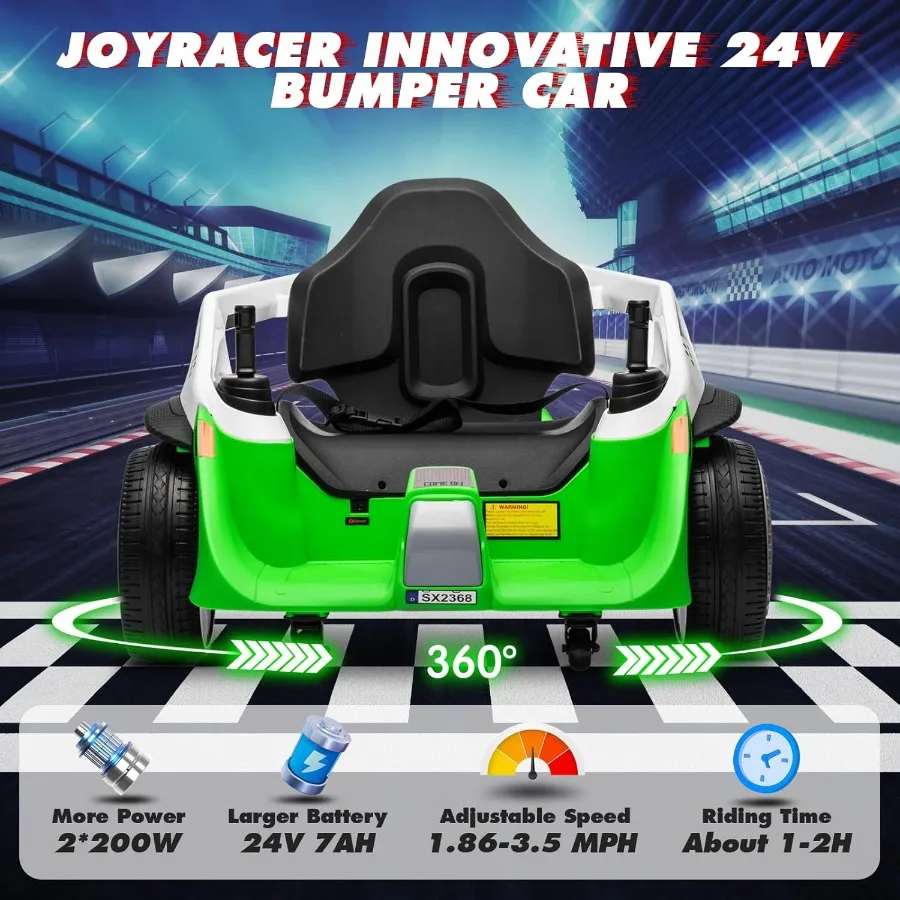 Ride On Bumper Car for Kids, 3.5MPH Max, 24V Electric Bumping Toy W/Parent Remote,3-Speed,360°Spin，Bluetooth Music, Electric Bum