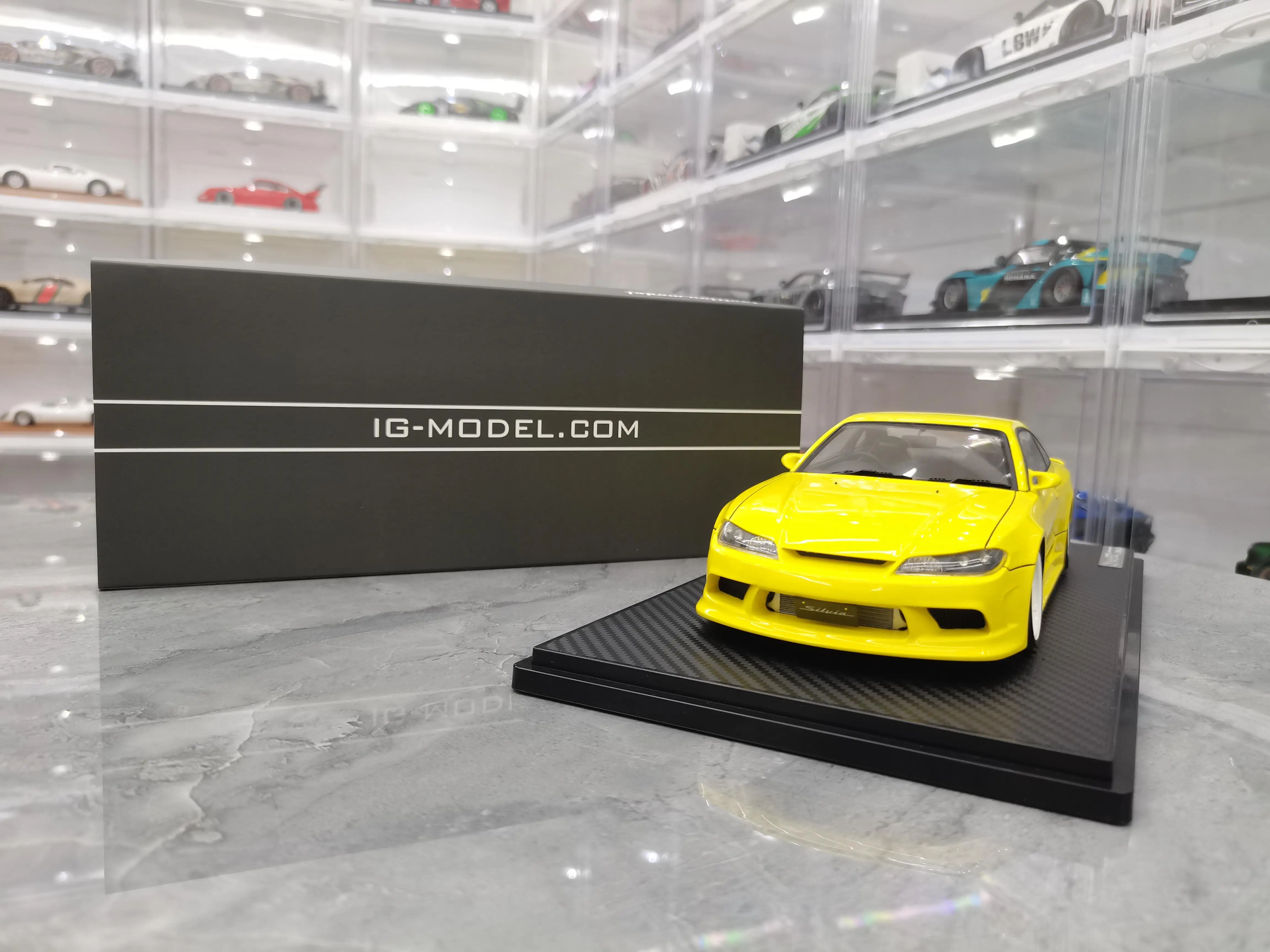 IG 1:18 S15 VERTEX Silvia Yellow JDM Limited Edition Resin Metal Static Car Model Toy Gift