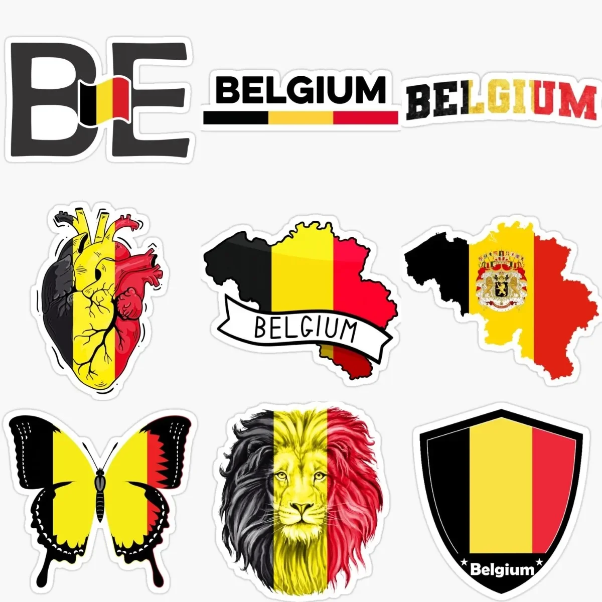 

BE Belgium Flag Map PVC Sticker for Covered Scratch Decorate Car Bicycle Window Truck Laptop Wall Table Room Decal Accessories