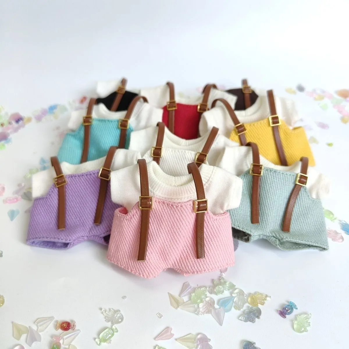 10cm 8cm 12cm cotton doll clothes T-shirt denim overalls set cute and versatile for going out