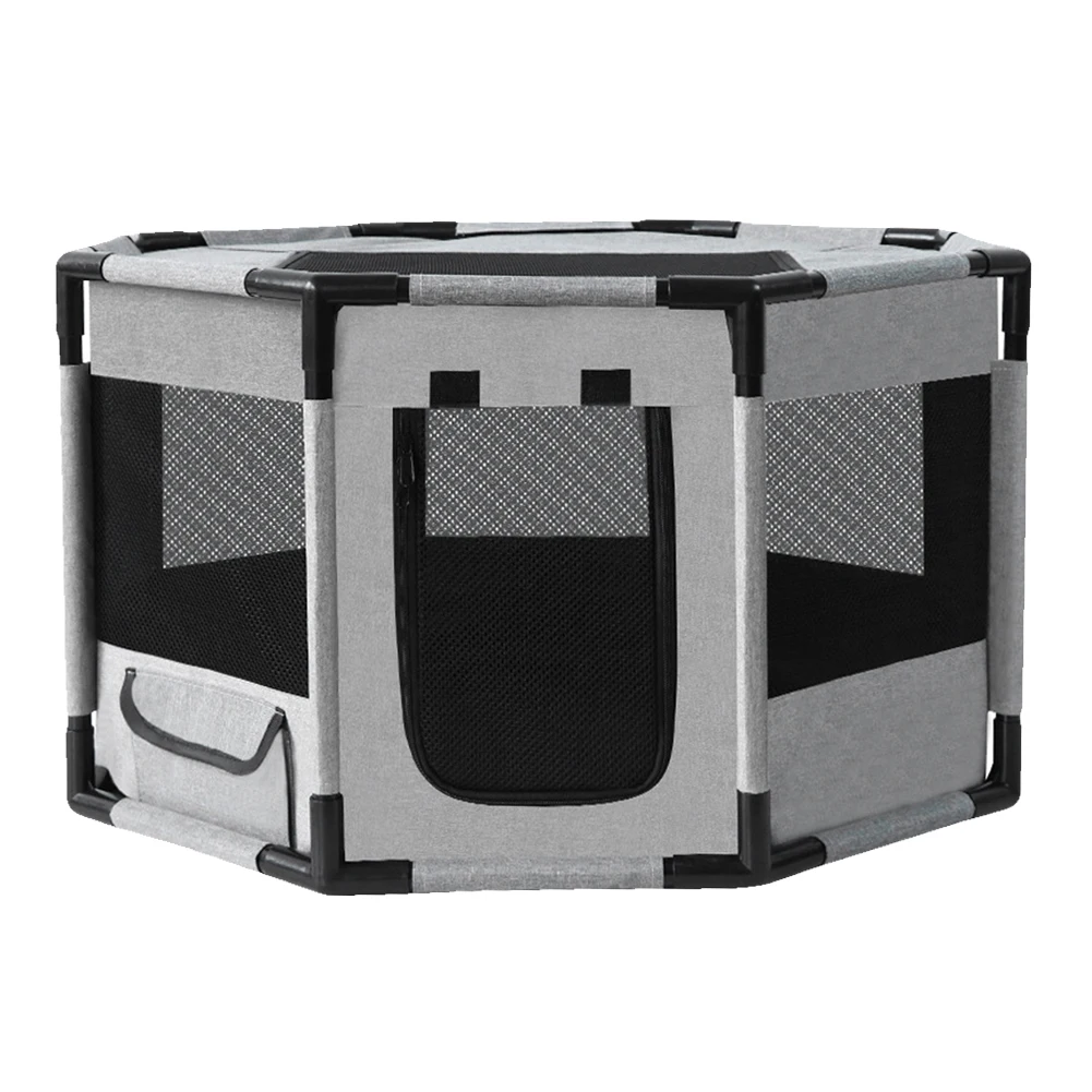 

Забор для домашних животных с трубой из ПВХ, ткань Оксфорд, восьмиугольный дышащий сетчатый ящик для собак, водонепроницаемая портативная клетка для питомника для кошек, кроликов, собак