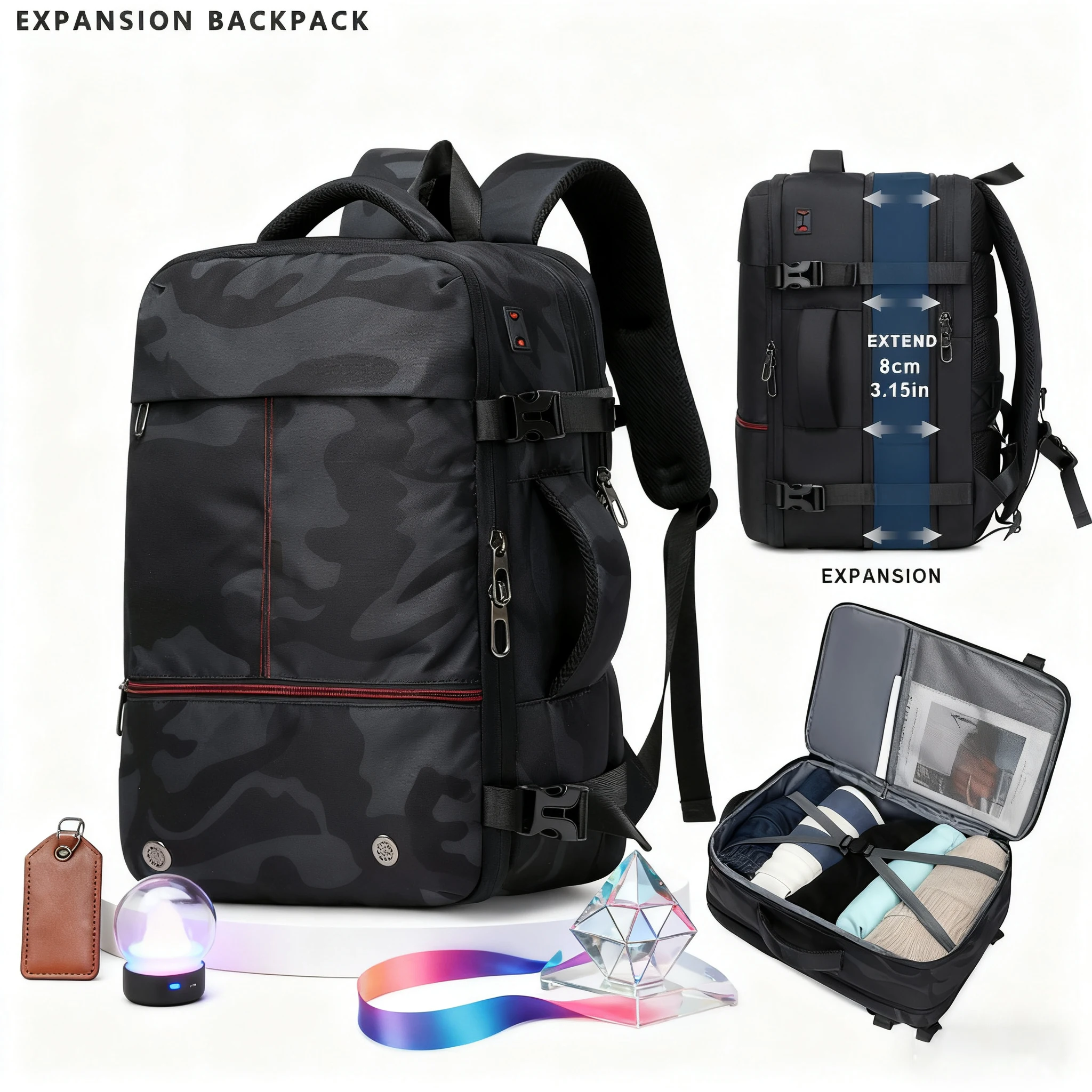 

Vacuum backpack, 60 liter expandable backpack with vacuum compression, travel backpack, casual backpack, two styles