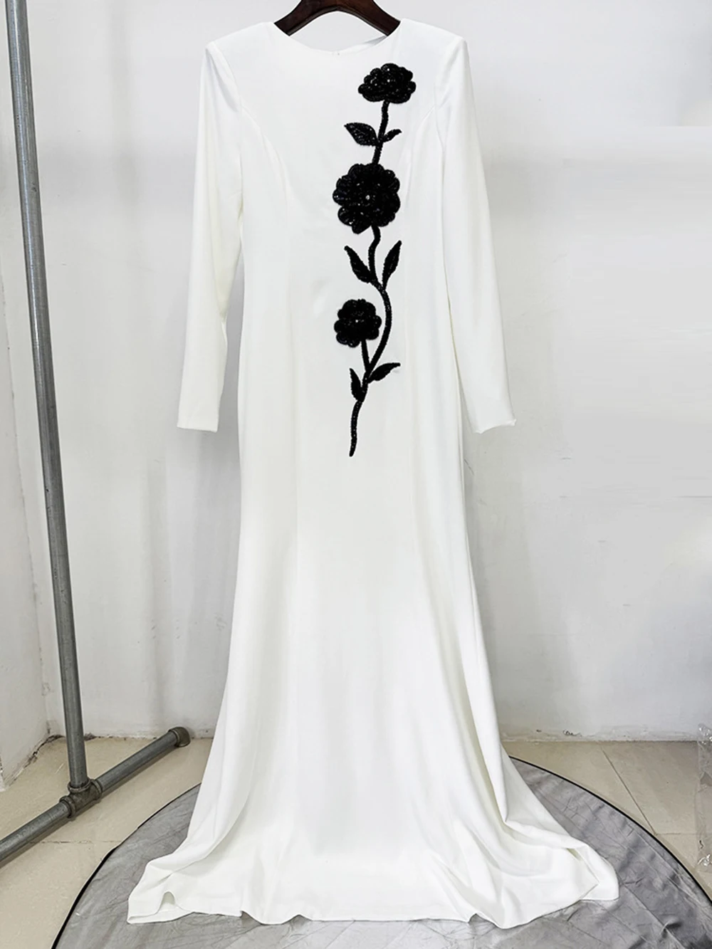 Modphy Abito lungo da sera formale dimagrante di alta qualità Abito lungo da donna elegante con perline e fiori Abiti da passerella per cena di celebrità