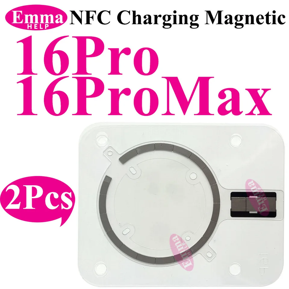 2 piezas de carga inalámbrica NFC magnética para iPhone 12, 13, 16 Pro Max, 14, 15 Plus, cubierta trasera, vidrio trasero, imán de cargador MagSafe, reparación 2