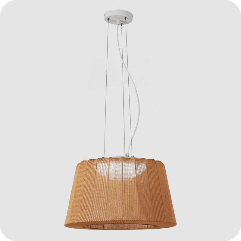 Modern simple fabric meal chandelier, thickened hardware boom does not hurt the top, cream wind