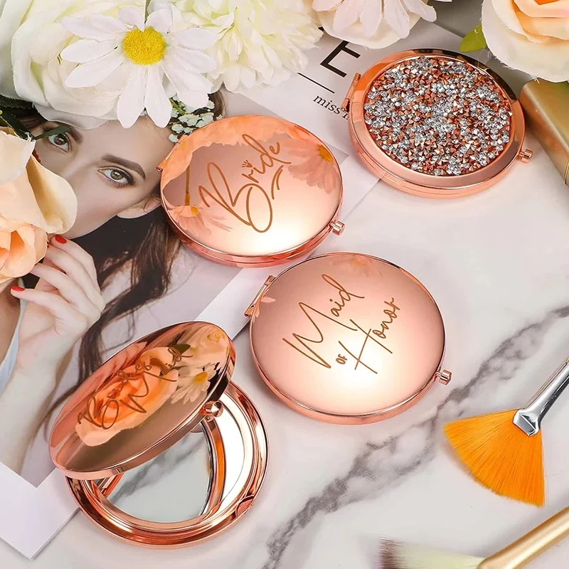 

Bridesmaid Bride Handheld Pocket Compact Mirror Wedding Bridal Shower Party Favor Decoration Supplies Team Bride Tribe Gift