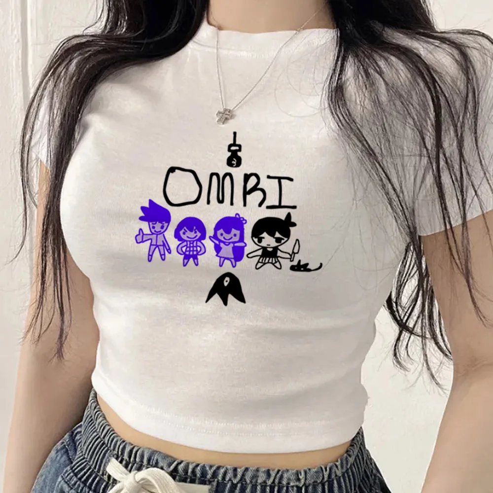 Omori crop top girl gothic baddie korean fashion meme vintage t shirt cutecore funny grunge japan