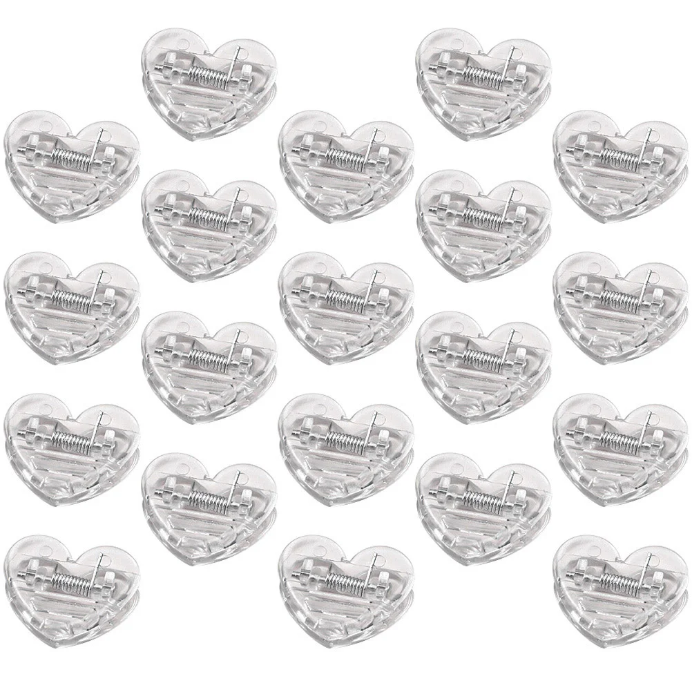 

40pcs Heart Photo Clips Clear Transparent Small File Document Clamps For Home Office Wall Party Display Multifunctional Picture
