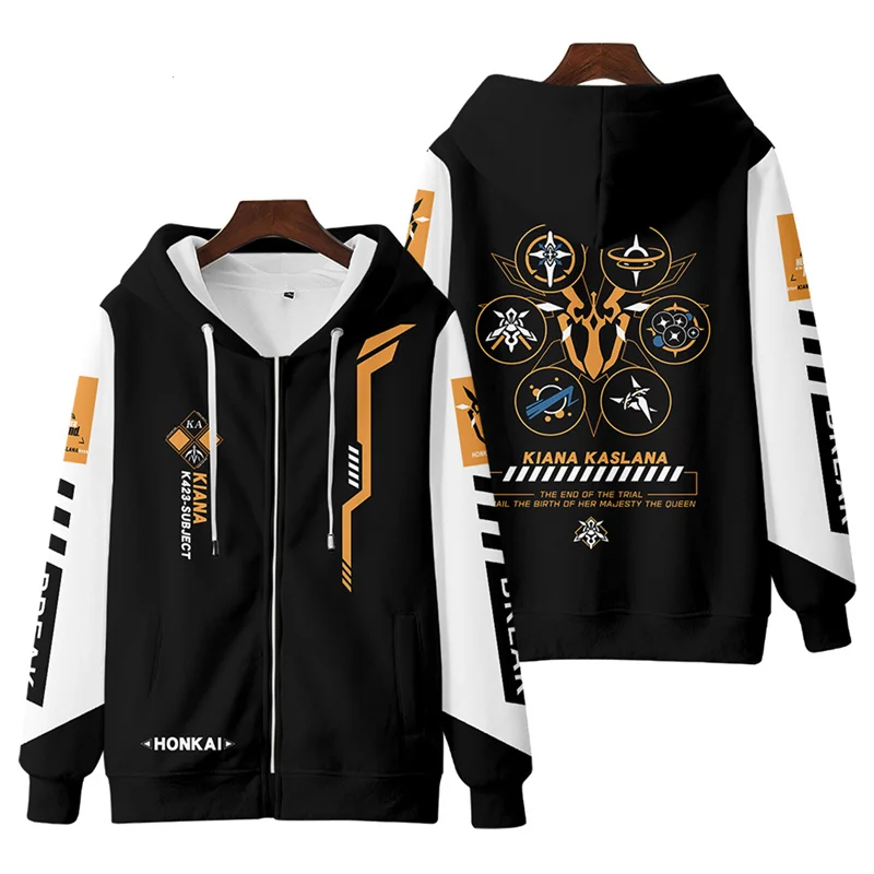 Sweat à capuche Harajuku avec fermeture éclair pour homme et femme, manteau ample, tendance, Yae Sakura, Anime Honkai Impact 3, automne hiver