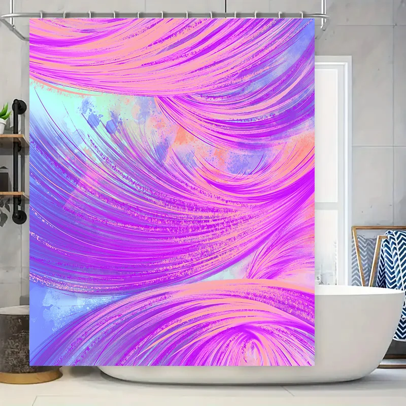 

Роскошная абстрактная фиолетовая занавеска для душа, декор для ванной комнаты, уникальный водопадный принт, водонепроницаемая ткань, 3D-печать для домашних ванных комнат A