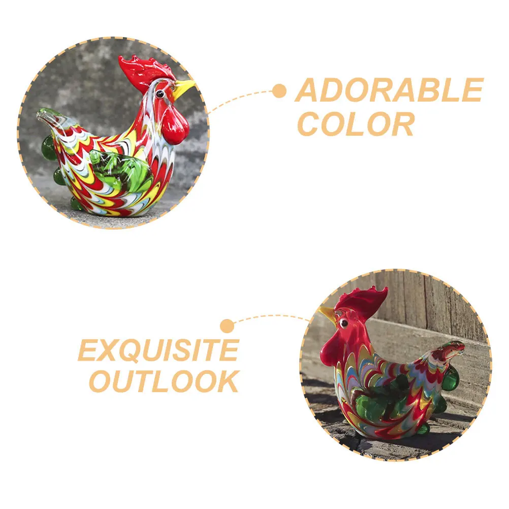 

Exquisite Glass Chicken Decor Smooth Delicate Design Sturdy Trustworthy Home Desktop Gift Choice Glass Chicken Figurines