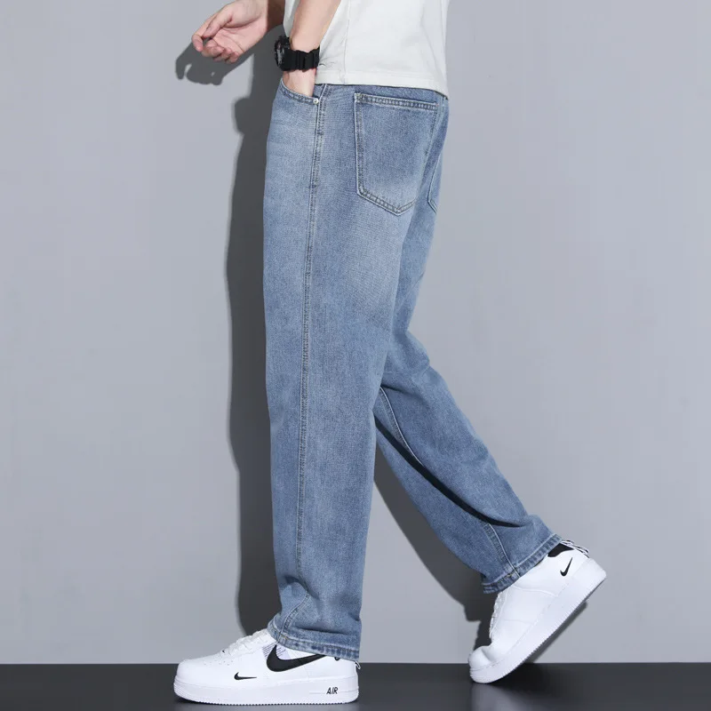 Men Jeans Straight Summer 2022 New Korean Fashion Loose Casual Wide-legged Long Pants Spring Autumn Baggy Jeans