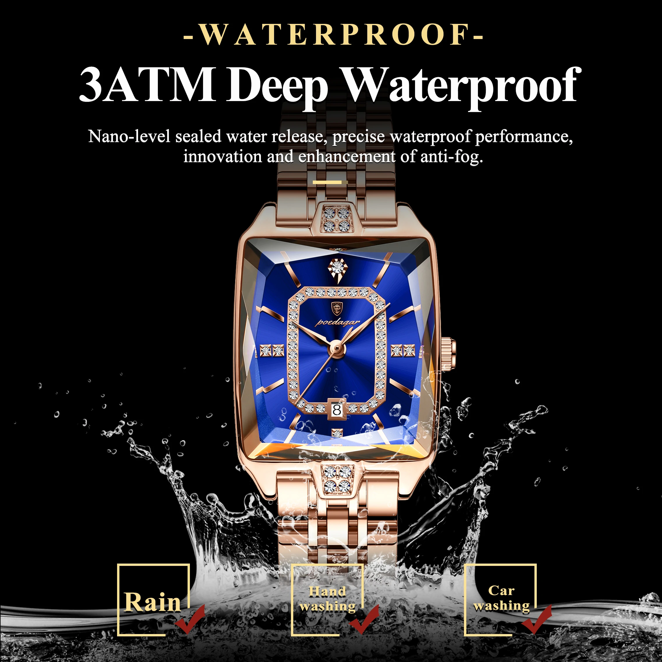 POEDAGAR ساعة يد نسائية كاجوال فاخرة من الفولاذ المقاوم للصدأ مقاومة للماء للتاريخ ساعة يد نسائية كوارتز عالية الجودة