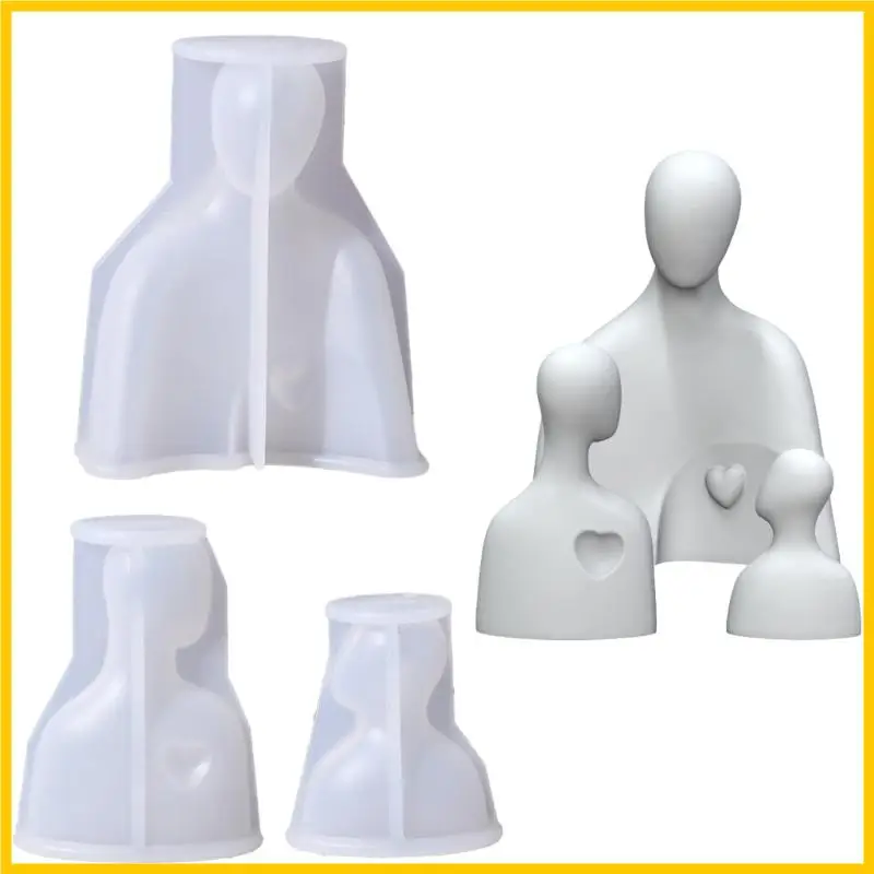 

H55A Silicone Mold for Crafting Scented Highlighting A Family Embraces Dad Mom Child Statue Mold for Home and Gift Use