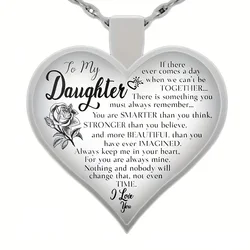 To My Daughter Heart Necklace Epoxy Inspirational Necklaces For Children Girls Family Jewelry Gifts
