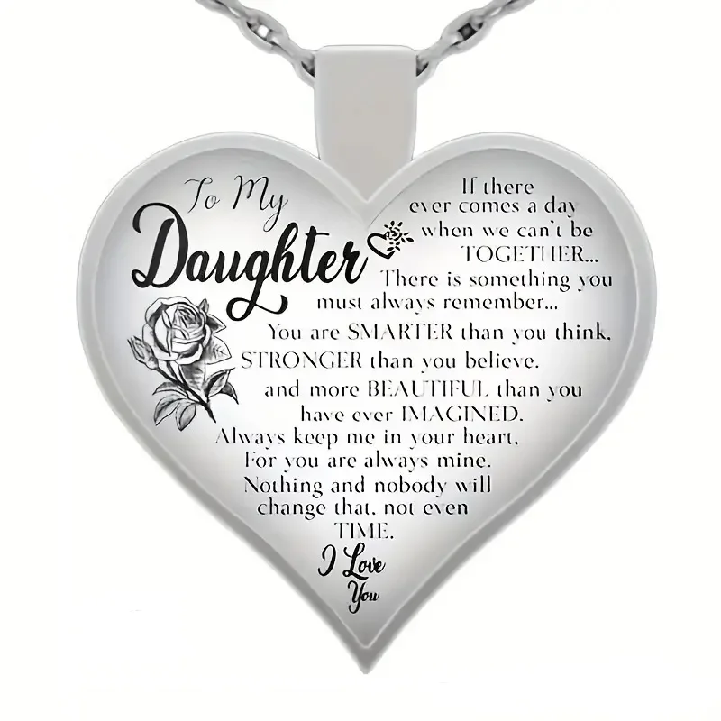 To My Daughter Heart Necklace Epoxy Inspirational Necklaces For Children Girls Family Jewelry Gifts