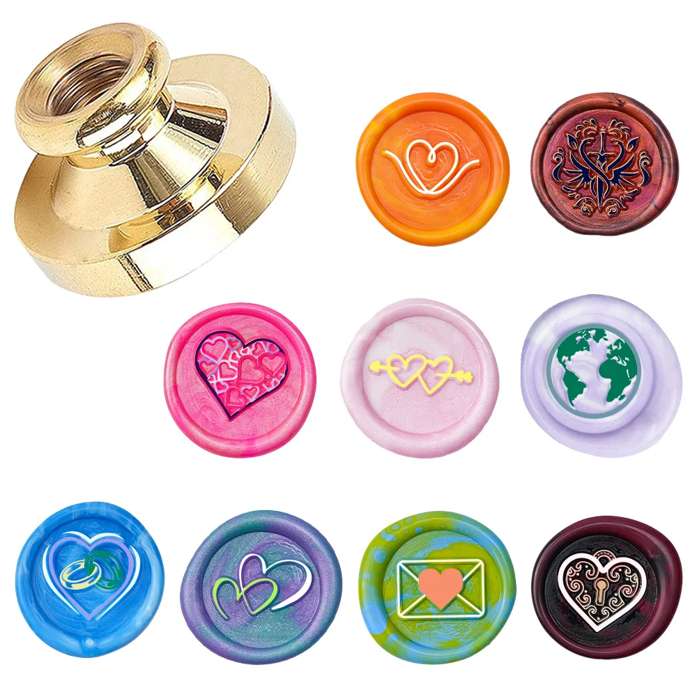 2.5Mm Round Wax Seal Stamps Love Heart Envelope Pattern Sealing Wax Stamper for Diy Valentine's Day Invitation Card Gift Wrap
