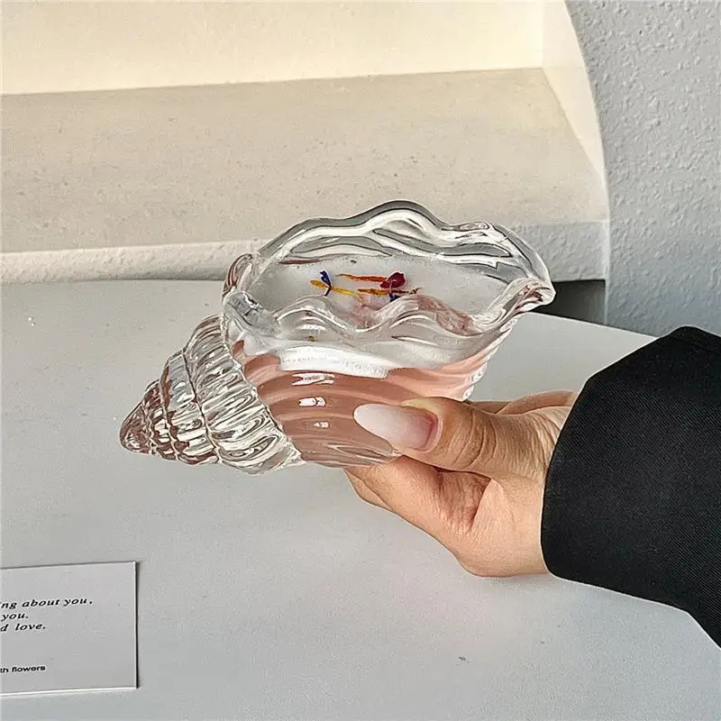 Ins Conch Cocktail Glass Creative Glassware For Juice And Drinks Unique Design Statement Cup With Coastal Aesthetic