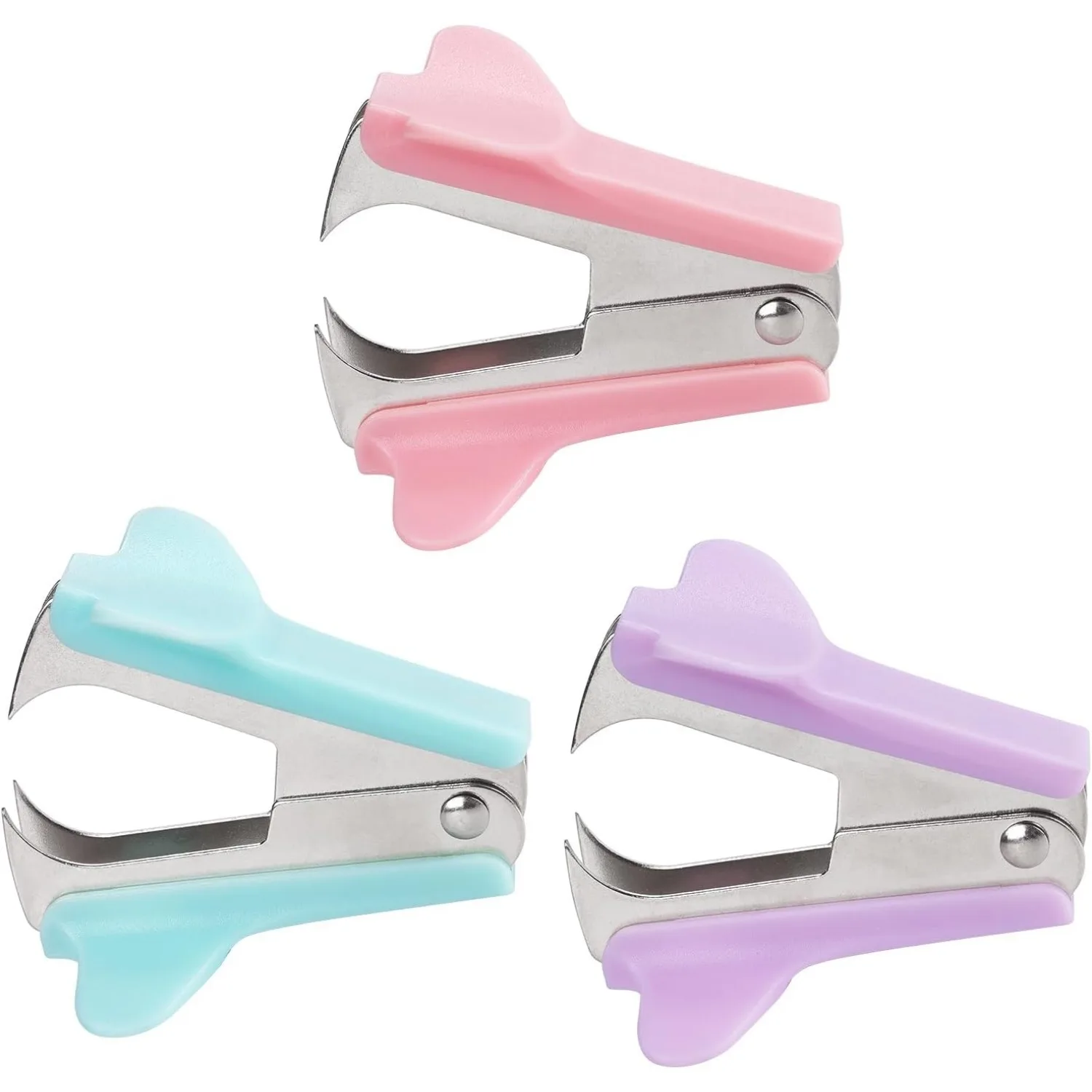 3 PCS Staple Remover Staple Puller Removal Tool for School Office Home 3 Pack (Pink, Blue, Purple)