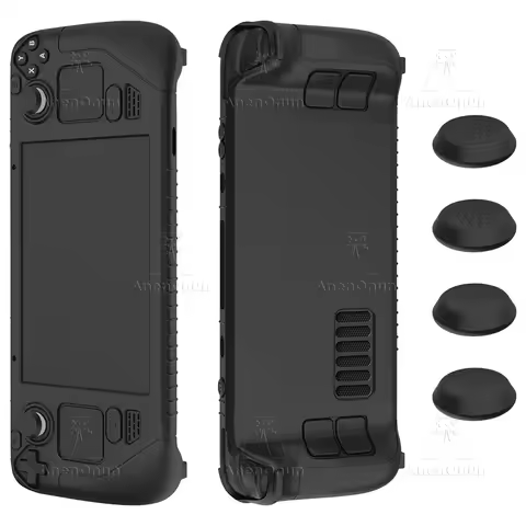 Steam Deck Full Fit Protective Case Anti-fall Anti-scratch Anti-slip Silicone Soft Shell with 4 Thumb Grip Cap Joystick Cover