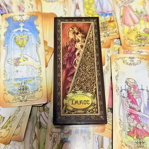 12*5.5cm Low Scare Tarot cards English 78 Pcs Deck Secretly Add The Language of Flowers Fairy style Cartoon Tarot Cards