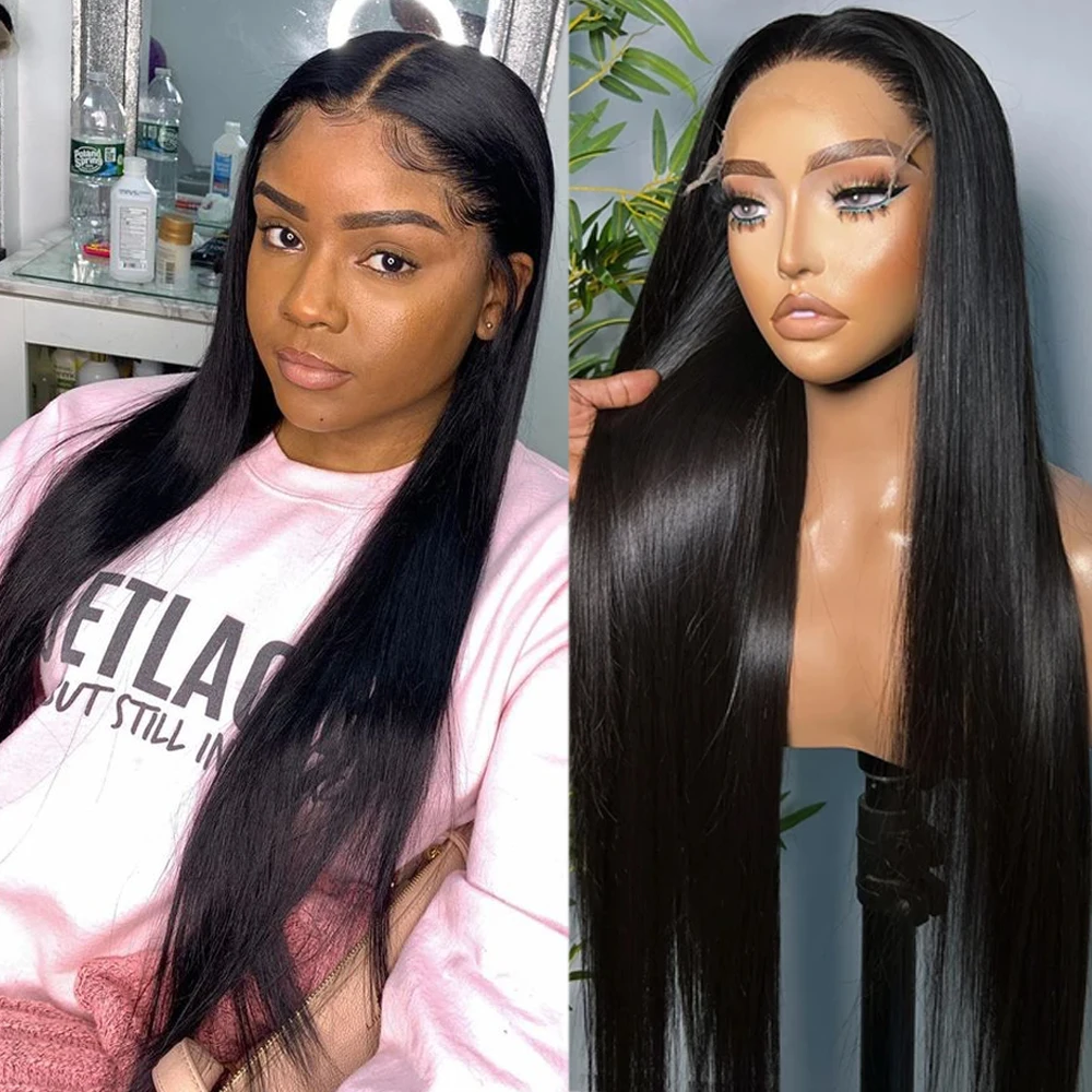 30inch 13x4 Lace Straight Wigs 13x6 Lace Frontal Wig Bone Straight Transparent Lace Human Hair Wigs Pre Plucked 4x4 Closure Wig