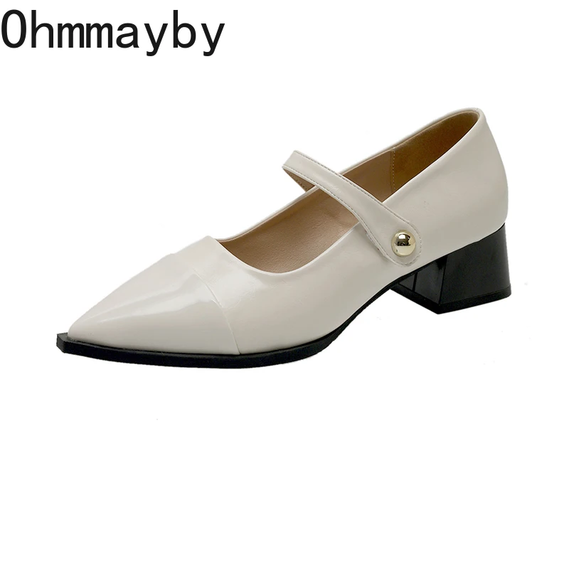 Designer Thick Heel Women Mary Jane Shoes Fashion Pointed Toe Shoes 2026 Spring Party Wedding Prom Female Pumps