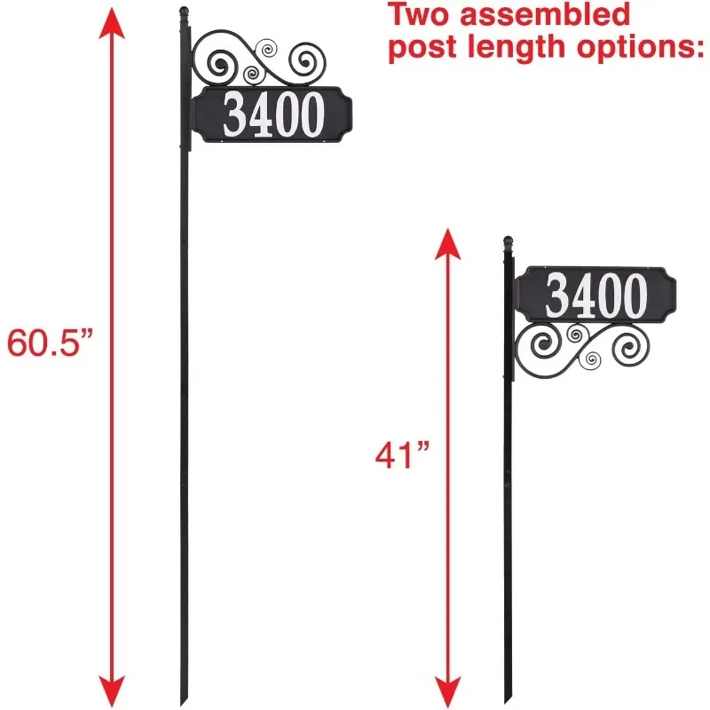 Reflective Scroll Address Post Sign, Nite Bright